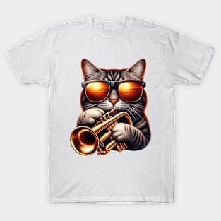 trumpet cat - jazz meow cat T-Shirt